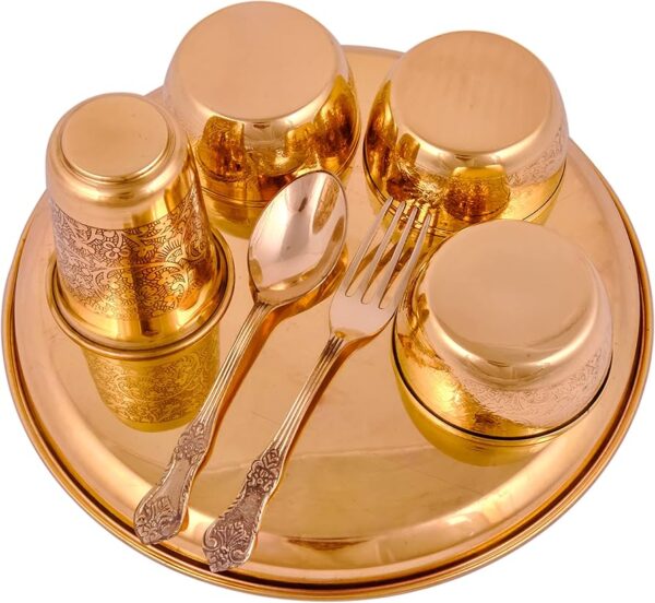 Traditional Brass Thali Dinner Set - Image 2