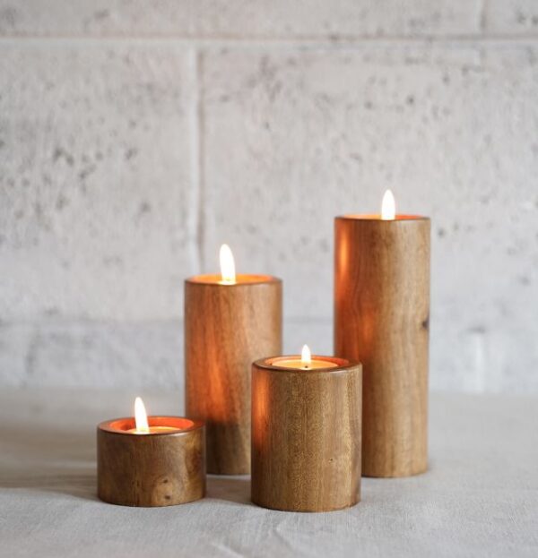 Handcrafted Wooden Light Candle Holder - Image 3