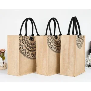 Eco-Friendly Abstract Print Jute Bag