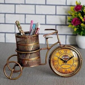 Iron Antique Pen Holder With Clock