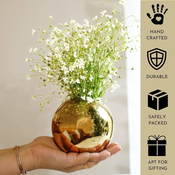 Golden Metal Flower Vase for Home Decor - Image 2
