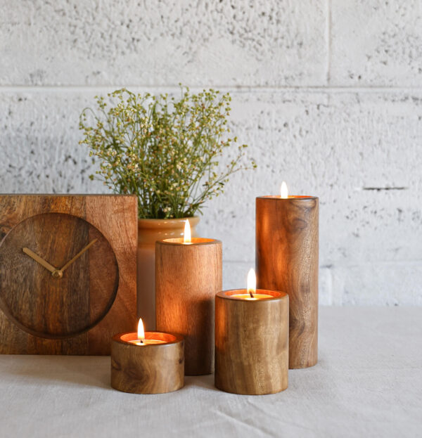 Handcrafted Wooden Light Candle Holder
