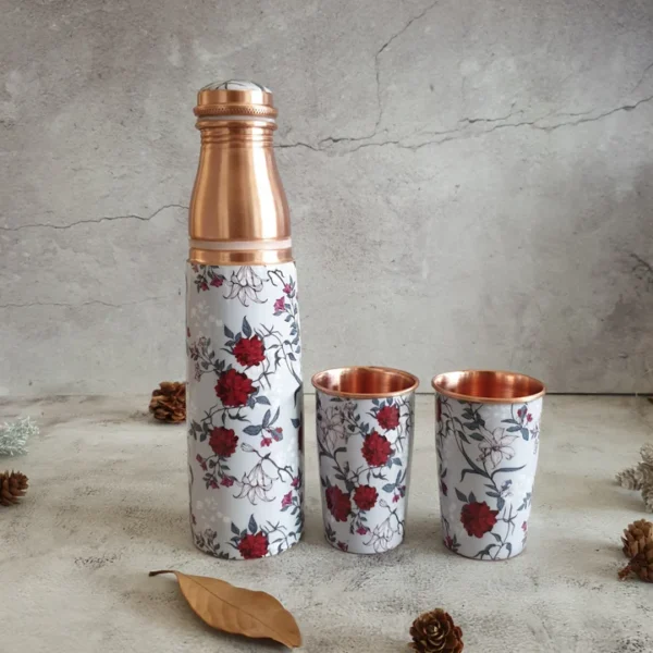 Copper Bottles and Glass Set - Image 2