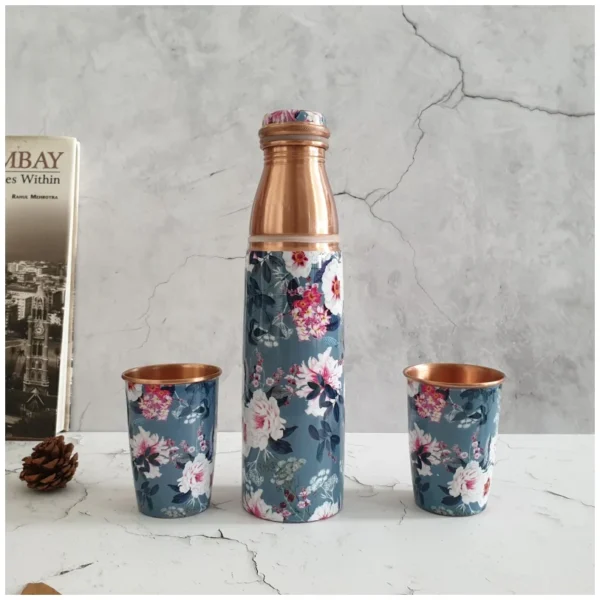 Copper Bottles and Glass Set - Image 3