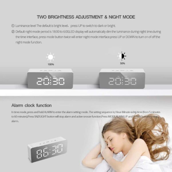Digital Led Alarm Clock Mirror Alarm Clock - Image 4