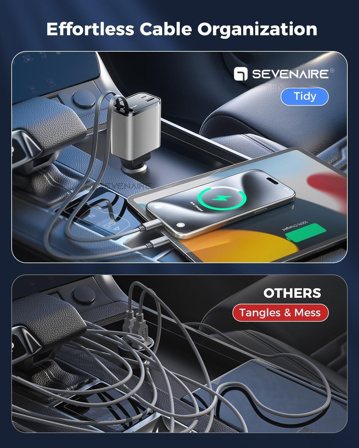 Retractable Super Fast Car Charger with Cables - Image 3